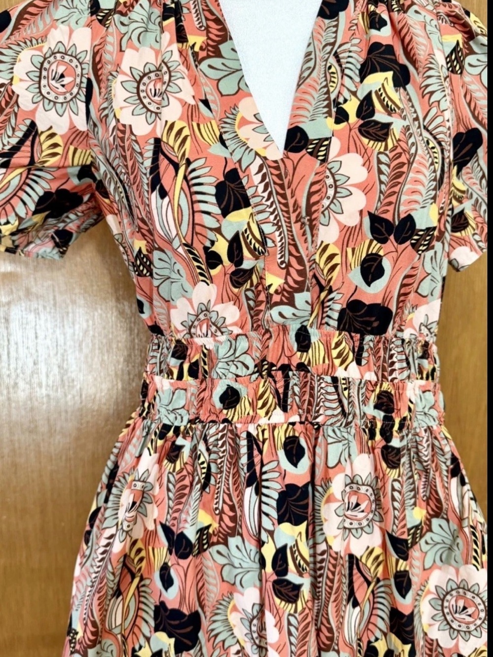 Anthropologie Maeve Floral Tiered Prairie Midi Dress 100% Cotton Boho XS P - Picture 6 of 10